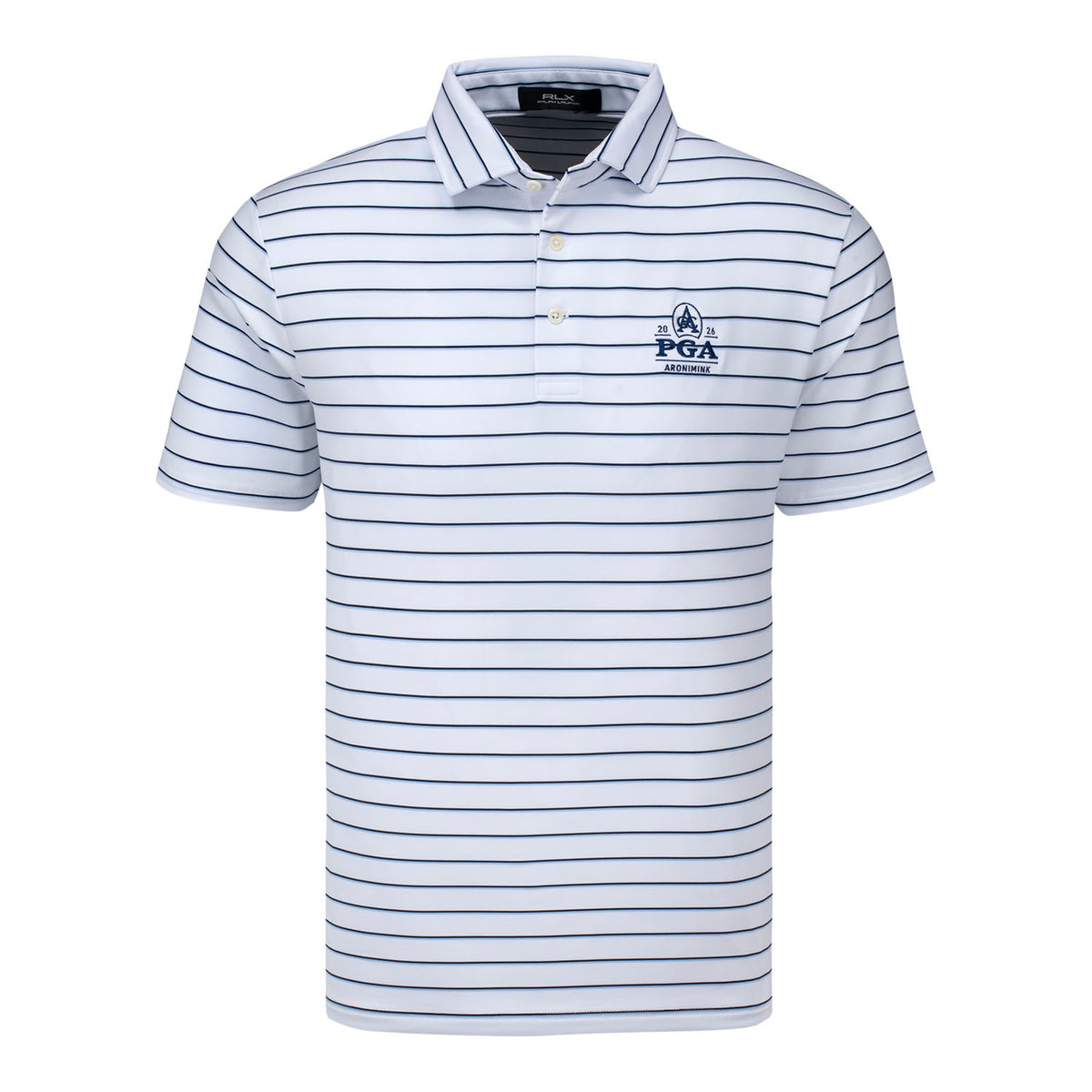 RALPH LAUREN 2026 PGA CHAMPIONSHIP MULTISTRIPE POLO IN CERAMIC WHITE - PAG