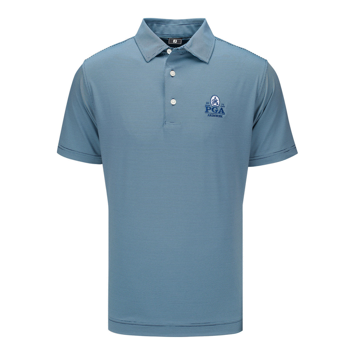 FOOTJOY 2026 PGA CHAMPIONSHIP MICROFEEDER STRIPE POLO IN NAVY AND LIGHT BLUE - PAG