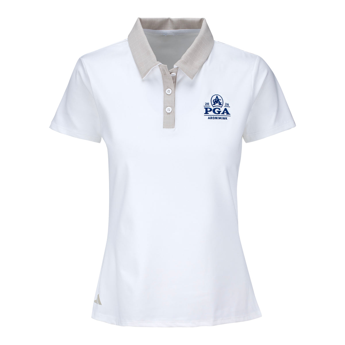 ADIDAS 2026 PGA CHAMPIONSHIP WOMEN’S GRID PATTERN POLO IN BEIGE - PAG