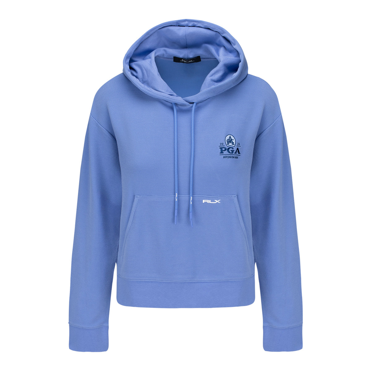 RALPH LAUREN 2026 PGA CHAMPIONSHIP WOMEN’S TECH WAFFLE KNIT HOODED SWEATSHIRT IN BLUE MIST - PAG