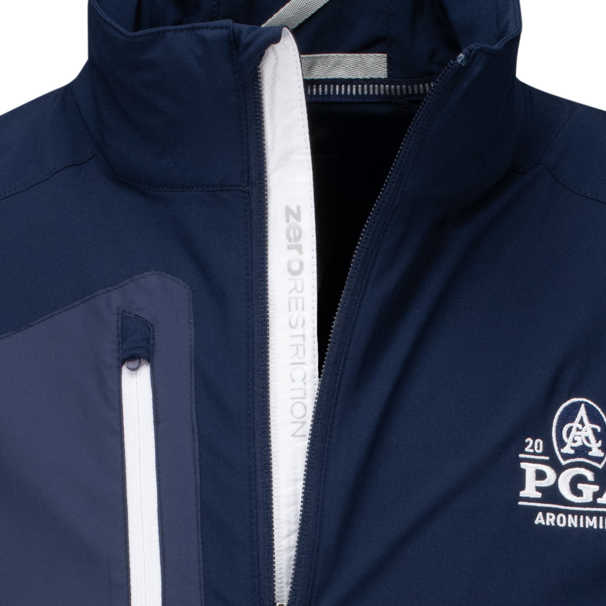 ZERO RESTRICTION BRANDS 2026 PGA CHAMPIONSHIP Z700 FULL ZIP VEST IN NAVY - PAG
