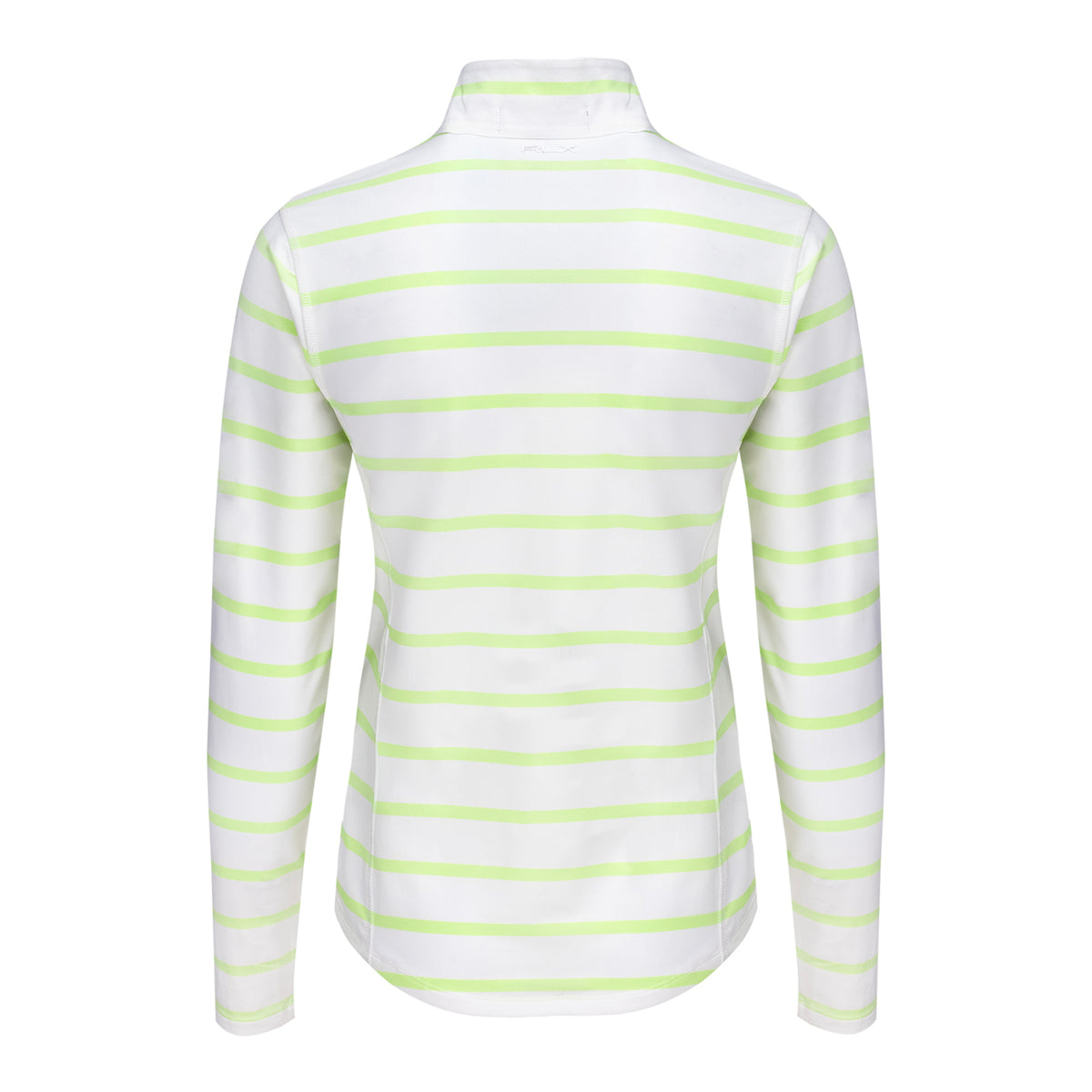 RALPH LAUREN 2026 PGA CHAMPIONSHIP WOMEN’S AIRFLOW QUARTER ZIP STRIPED MOCKNECK PULLOVER IN CERAMIC WHITE AND LIGHT LIME - PAG